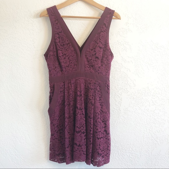 Free People Cranberry Crush Lace Mini Dress Size S - Picture 3 of 9